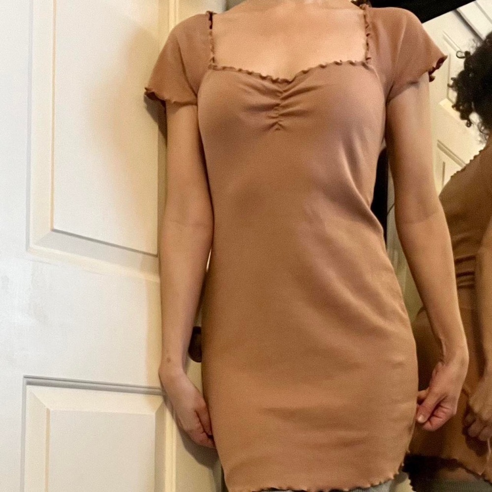 Abound lettuce hem narrow rib hourglass stretch knit dress